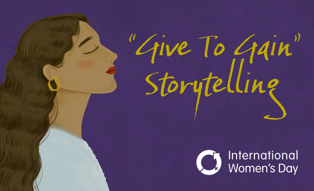 International Women's Day 'Give to Gain' Storytelling art image